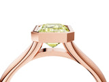 Rose gold Bezel Set Fancy Yellow Emerald  Solitaire Diamond Ring with Smooth Band
