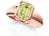 Rose gold Bezel Set Fancy Yellow Emerald  Solitaire Ring with Wide Band 1