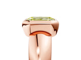 Rose gold Bezel Set Fancy Yellow Emerald  Solitaire Ring with Wide Band 5