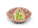 Rose gold Bezel Set Fancy Yellow Heart Cut Diamond Milgrain Band Ring