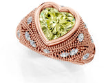 Rose gold Bezel Set Fancy Yellow Heart Cut Diamond Milgrain Band Ring_1