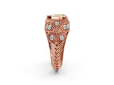 Rose gold Bezel Set Fancy Yellow Heart Cut Diamond Milgrain Band Ring_2