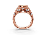 Rose gold Bezel Set Fancy Yellow Heart Cut Diamond Milgrain Band Ring_3
