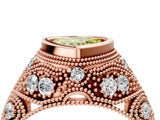 Rose gold Bezel Set Fancy Yellow Heart Cut Diamond Milgrain Band Ring_4