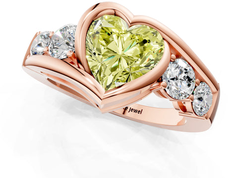 Rose gold Bezel Set Fancy Yellow Heart Cut Diamond Split Shank Ring_1