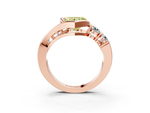 Rose gold Bezel Set Fancy Yellow Heart Cut Diamond Split Shank Ring_3