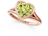 Rose gold Bezel Set Fancy Yellow Heart  Cut Solitaire Ring with Tapered Band 1