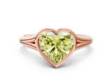 Rose gold Bezel Set Fancy Yellow Heart  Cut Solitaire Ring with Tapered Band