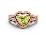 Rose gold Bezel Set Fancy Yellow Heart  Diamond Milgrain Pave Engagement Ring_32