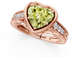Rose gold Bezel Set Fancy Yellow Heart  Diamond Milgrain Pave Engagement Ring_33