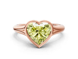 Rose gold Bezel Set Fancy Yellow Heart  Solitaire Diamond Ring with Smooth Band 1