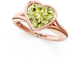 Rose gold Bezel Set Fancy Yellow Heart  Solitaire Diamond Ring with Smooth Band 2