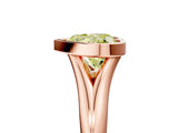 Rose gold Bezel Set Fancy Yellow Heart  Solitaire Diamond Ring with Smooth Band