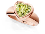 Rose gold Bezel Set Fancy Yellow Heart  Solitaire Ring with Wide Band 2