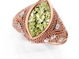 Rose gold Bezel Set Fancy Yellow Marquise Cut Diamond Milgrain Band Ring_1