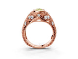 Rose gold Bezel Set Fancy Yellow Marquise Cut Diamond Milgrain Band Ring_3
