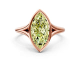 Rose gold Bezel Set Fancy Yellow Marquise  Cut Solitaire Ring with Tapered Band 1