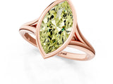 Rose gold Bezel Set Fancy Yellow Marquise  Cut Solitaire Ring with Tapered Band 2