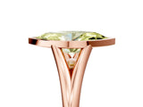 Rose gold Bezel Set Fancy Yellow Marquise  Cut Solitaire Ring with Tapered Band