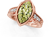Rose gold Bezel Set Fancy Yellow Marquise  Diamond Milgrain Pave Engagement Ring_1