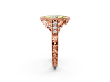 Rose gold Bezel Set Fancy Yellow Marquise  Diamond Milgrain Pave Engagement Ring_2