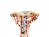 Rose gold Bezel Set Fancy Yellow Marquise  Diamond Milgrain Pave Engagement Ring_5