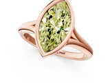 Rose gold Bezel Set Fancy Yellow Marquise  Solitaire Diamond Ring with Smooth Band 2