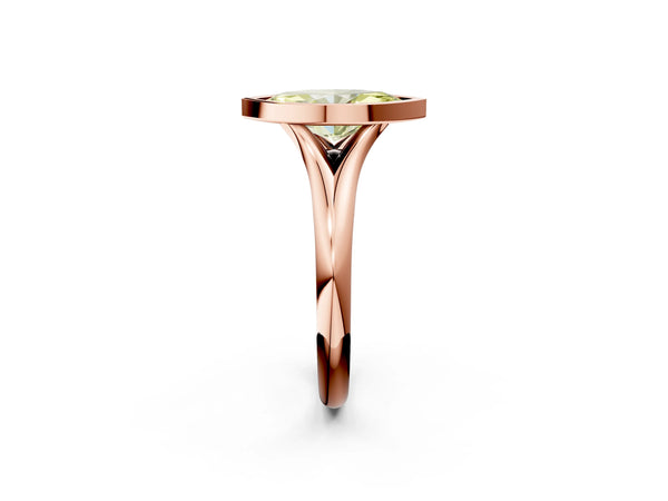 Rose gold Bezel Set Fancy Yellow Marquise  Solitaire Diamond Ring with Smooth Band