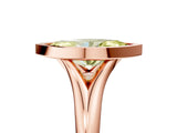 Rose gold Bezel Set Fancy Yellow Marquise  Solitaire Diamond Ring with Smooth Band