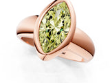 Rose gold Bezel Set Fancy Yellow Marquise  Solitaire Ring with Wide Band 1