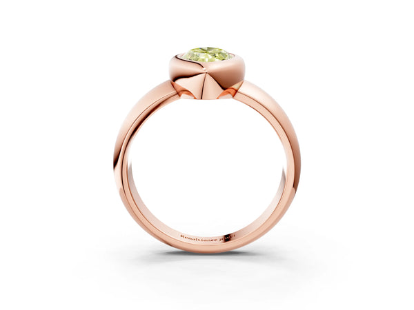 Rose gold Bezel Set Fancy Yellow Marquise  Solitaire Ring with Wide Band