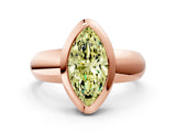 Rose gold Bezel Set Fancy Yellow Marquise  Solitaire Ring with Wide Band