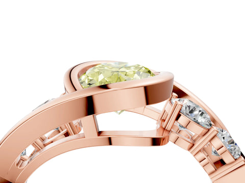 Rose gold Bezel Set Fancy Yellow Oval Cut Diamond Split Shank Ring_4