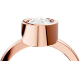 Rose gold Bezel Set Fancy Yellow Oval Cut Solitaire Engagement Ring with Classic Band_4
