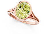 Rose gold Bezel Set Fancy Yellow Oval  Cut Solitaire Ring with Tapered Band 2