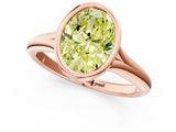 Rose gold Bezel Set Fancy Yellow Oval  Solitaire Diamond Ring with Smooth Band 2