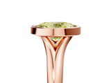 Rose gold Bezel Set Fancy Yellow Oval  Solitaire Diamond Ring with Smooth Band