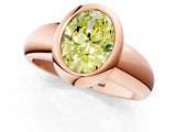 Rose gold Bezel Set Fancy Yellow Oval  Solitaire Ring with Wide Band 1