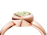 Rose gold Bezel Set Fancy Yellow Oval  Solitaire Ring with Wide Band 4
