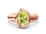 Rose gold Bezel Set Fancy Yellow Oval  Solitaire Ring with Wide Band