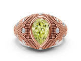 Rose gold Bezel Set Fancy Yellow Pear Cut Diamond Milgrain Band Ring