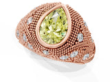 Rose gold Bezel Set Fancy Yellow Pear Cut Diamond Milgrain Band Ring_1