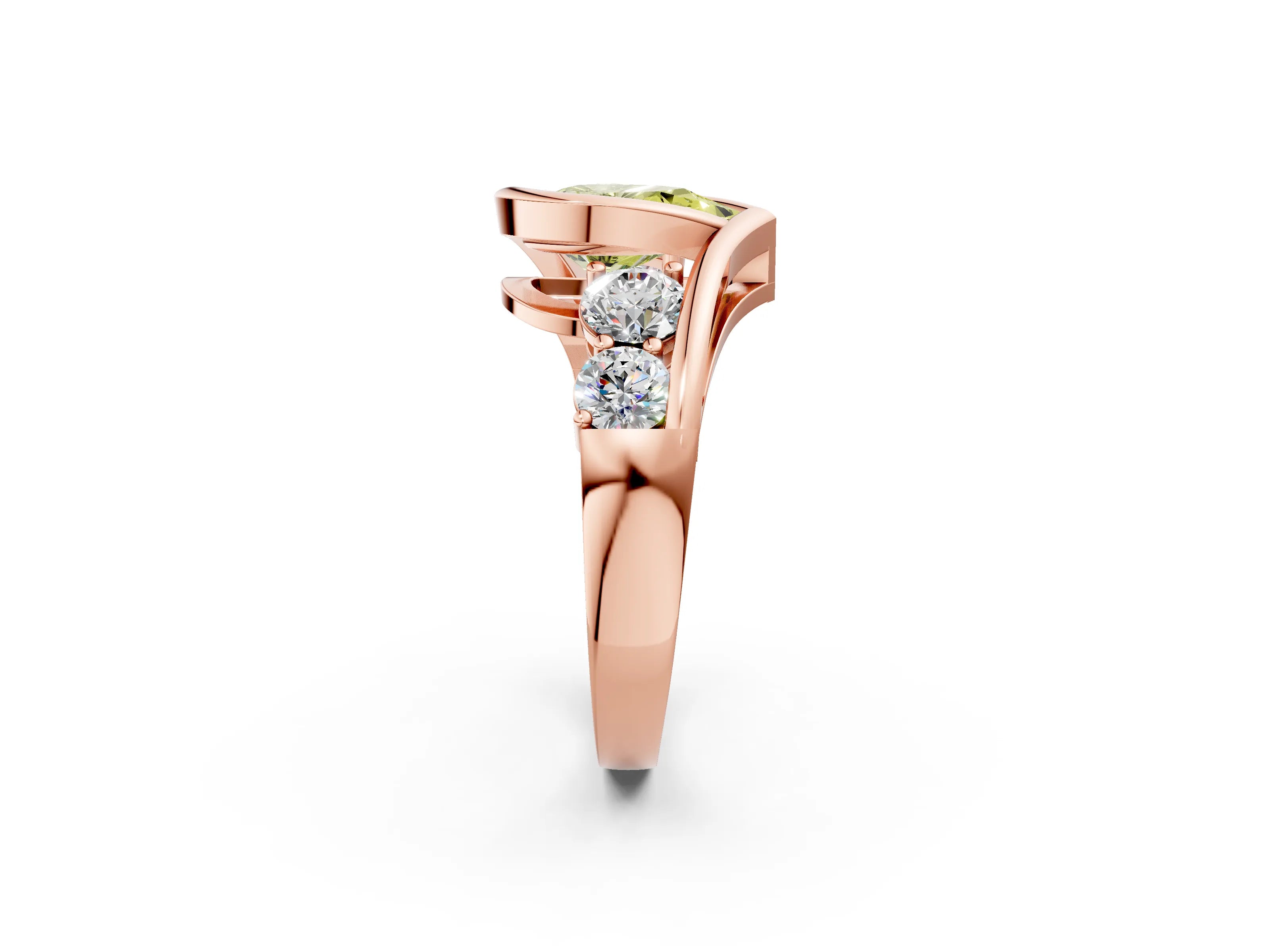 Rose gold Bezel Set Fancy Yellow Pear Cut Diamond Split Shank Ring_2