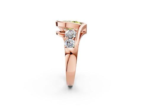 Rose gold Bezel Set Fancy Yellow Pear Cut Diamond Split Shank Ring_2