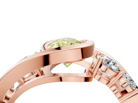 Rose gold Bezel Set Fancy Yellow Pear Cut Diamond Split Shank Ring_4