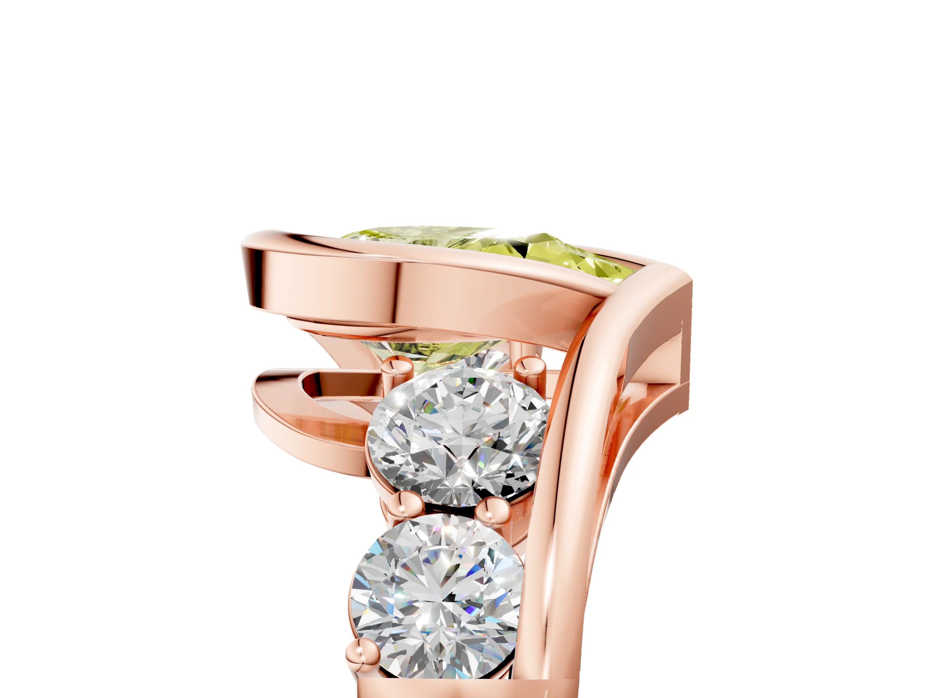 Rose gold Bezel Set Fancy Yellow Pear Cut Diamond Split Shank Ring_5