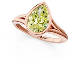 Rose gold Bezel Set Fancy Yellow Pear  Cut Solitaire Ring with Tapered Band 2