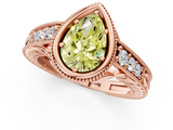 Rose gold Bezel Set Fancy Yellow Pear  Diamond Milgrain Pave Engagement Ring_34