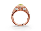 Rose gold Bezel Set Fancy Yellow Princess Cut Diamond Milgrain Band Ring_3