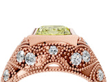 Rose gold Bezel Set Fancy Yellow Princess Cut Diamond Milgrain Band Ring_4